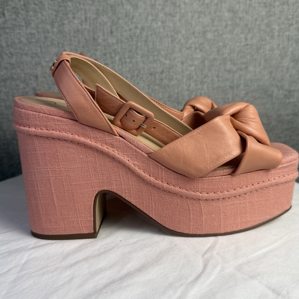 New Sam Edelman Theresa Square Toe Ankle Strap Platform‎ Sandals in Pink 10.5 - Picture 2 of 6